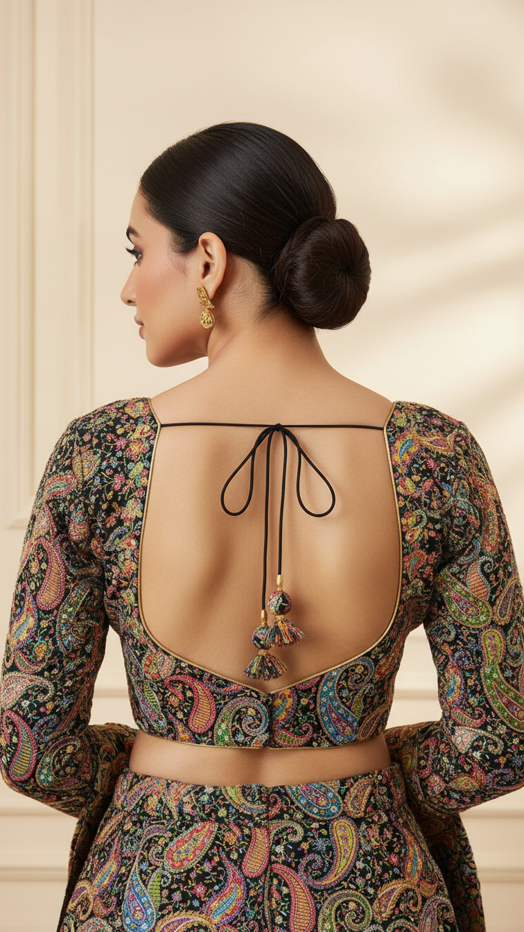 Green colour Position Print Blouse Only Fabric