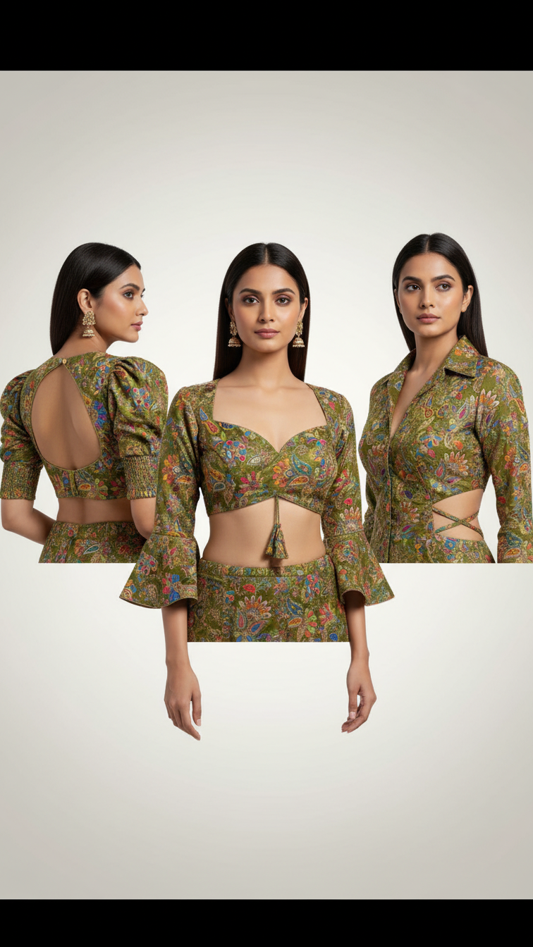 Women’s Multicolor Position Print Crepe Blouse Only Fabric