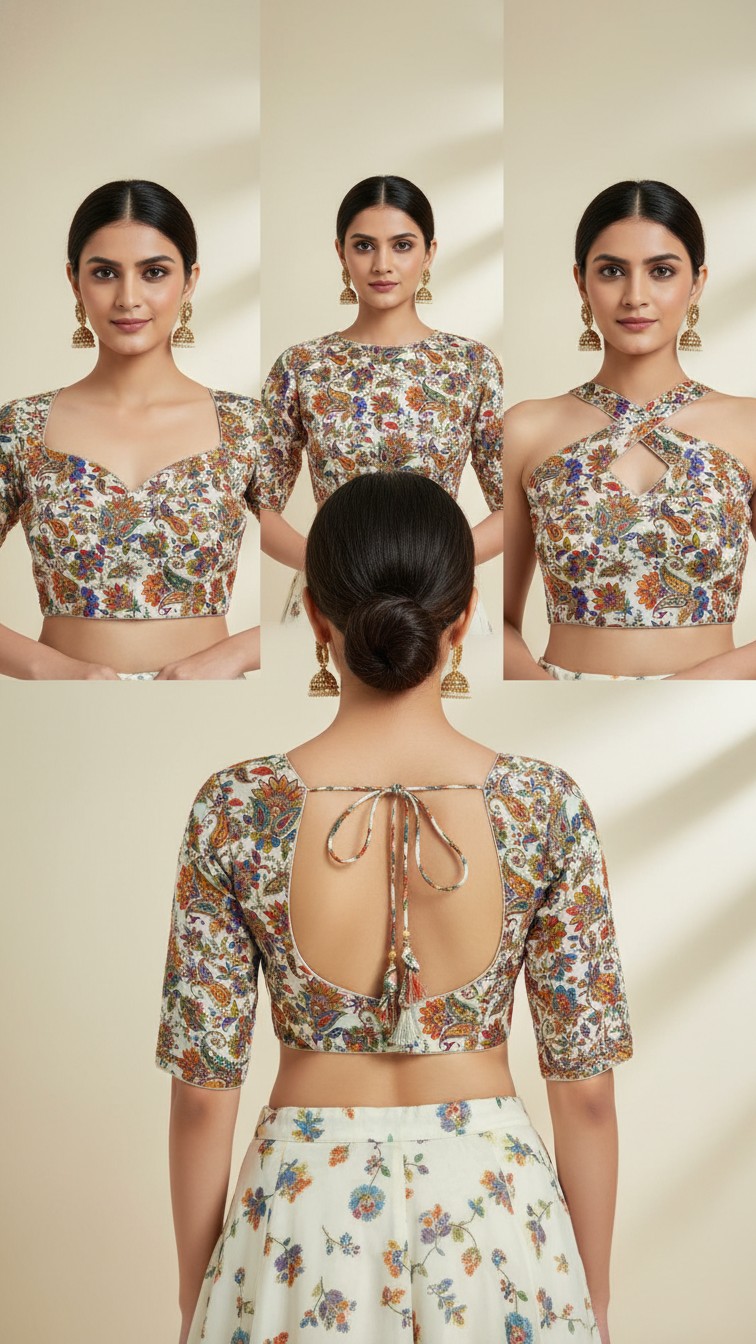 Women’s Multicolor Position Print Crepe Blouse Only Fabric