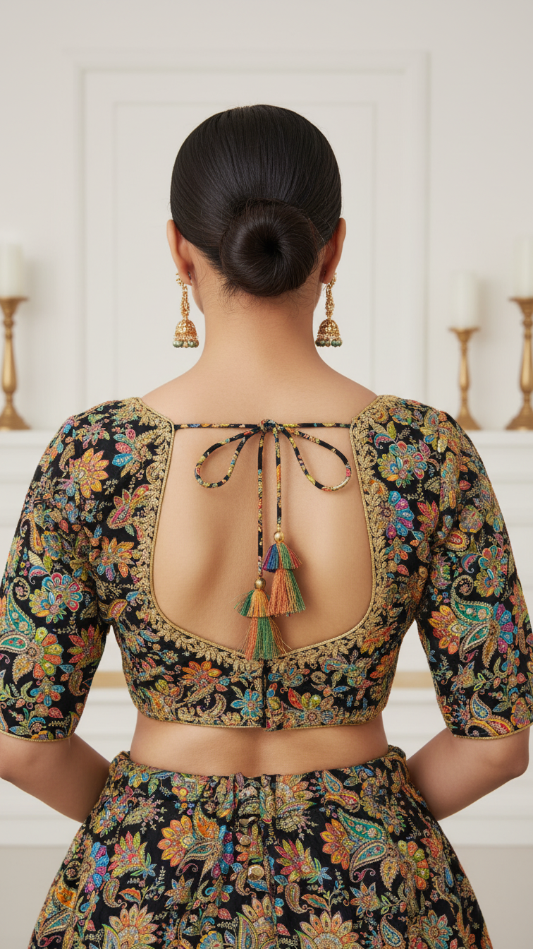 Women’s Multicolor Position Print Crepe Blouse Only Fabric (MultiColour)