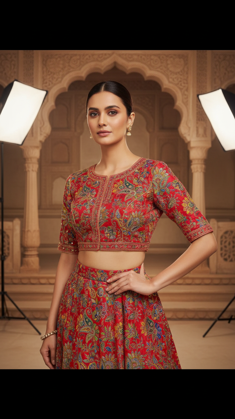 Women’s Multicolor Position Print Crepe Blouse Only Fabric