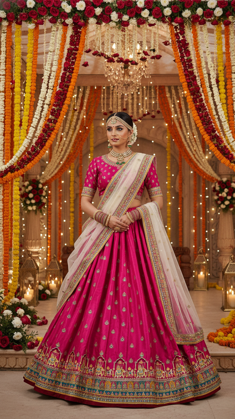 Crepe Beautiful Embroidery Lehenga Only Fabric