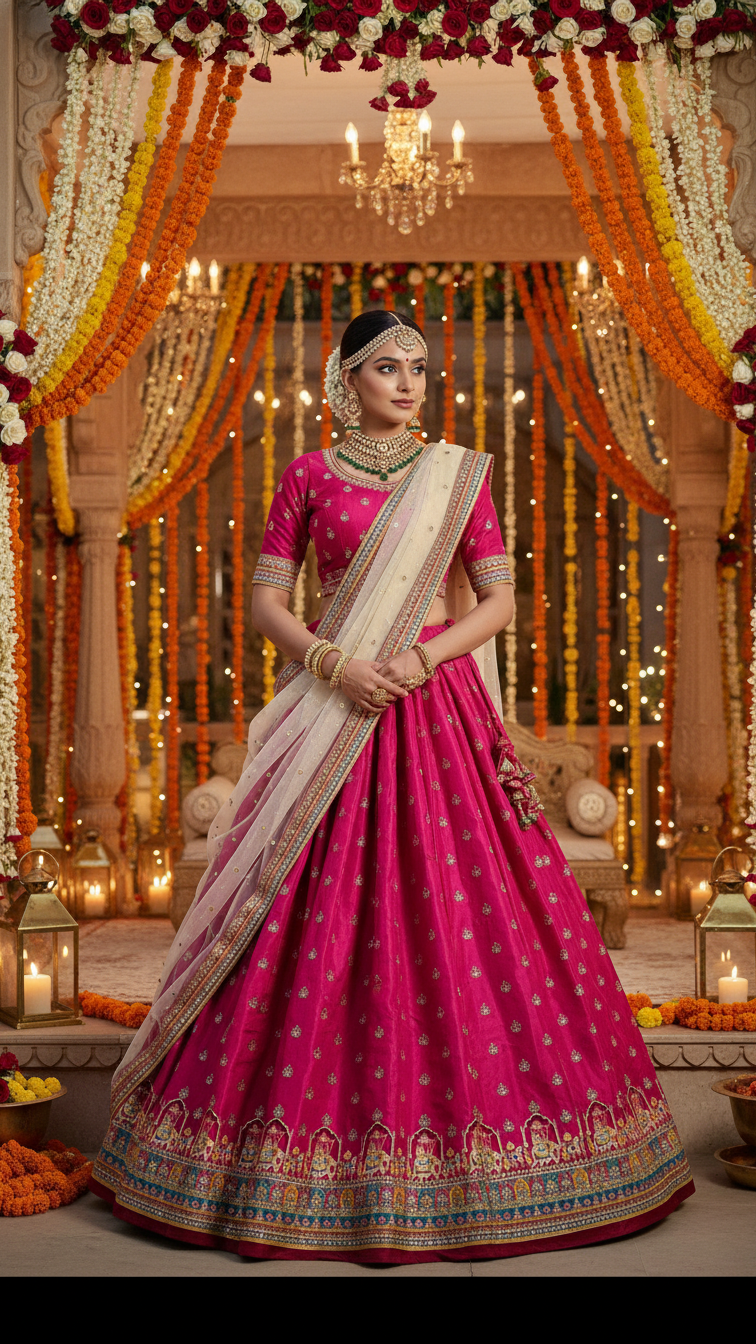 Crepe Beautiful Embroidery Lehenga Only Fabric