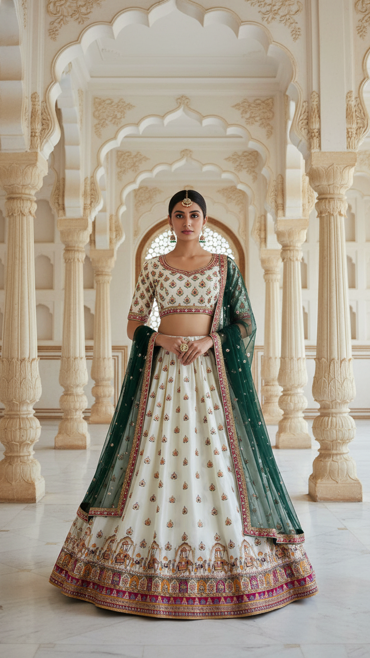 Crepe Beautiful Embroidery Lehenga Only Fabric