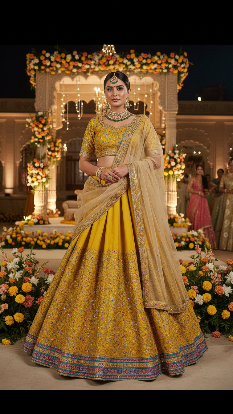 Mustad Beautiful Embroidery Lehenga Only Fabric