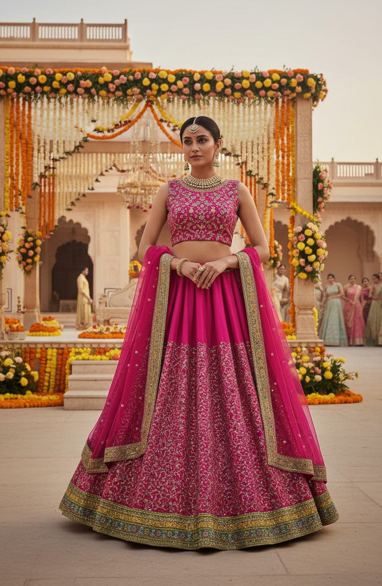 Rani Beautiful Embroidery Lehenga Only Fabric
