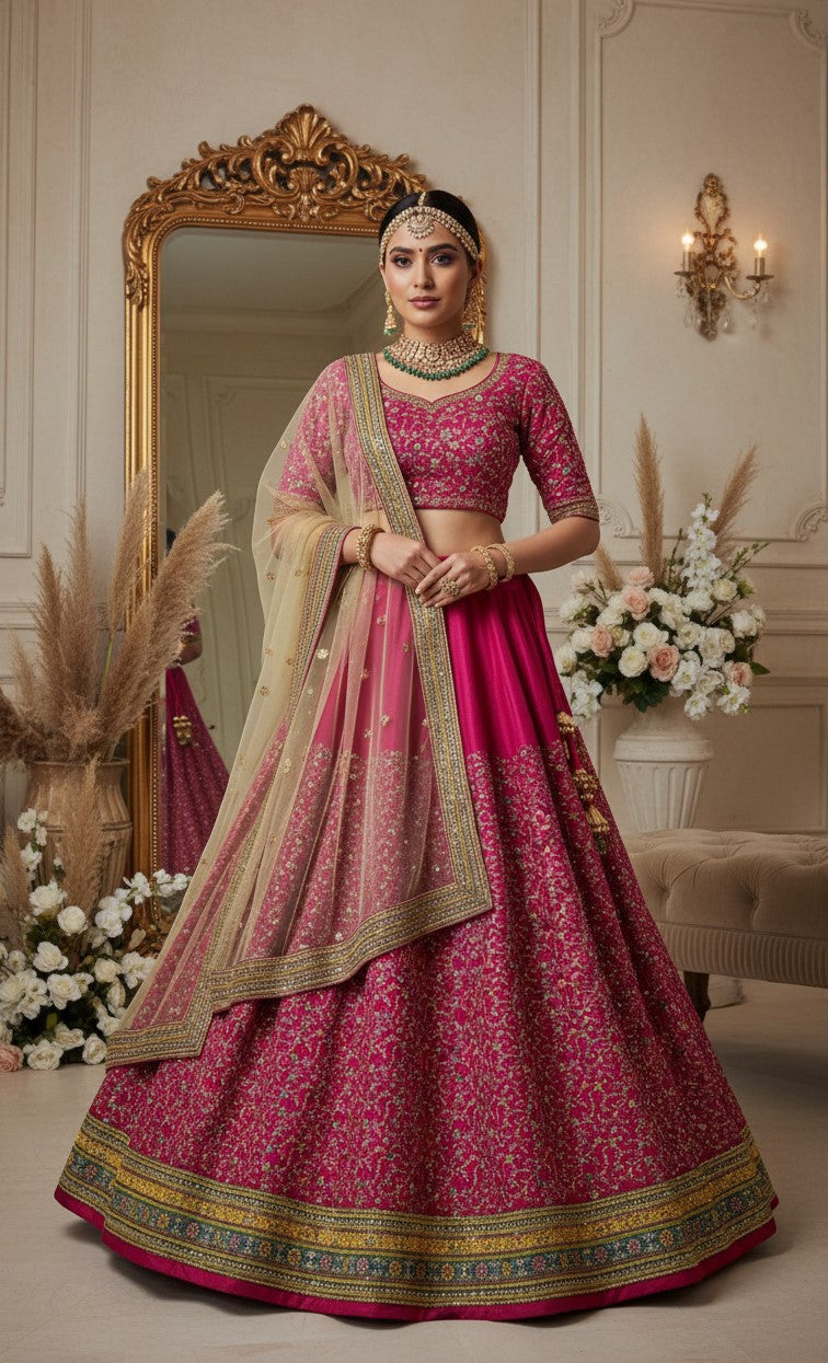 Rani Beautiful Embroidery Lehenga Only Fabric