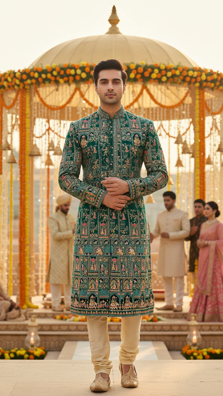 Men's Ethnic Embroidery Kurta Only Fabric (Multicolour)