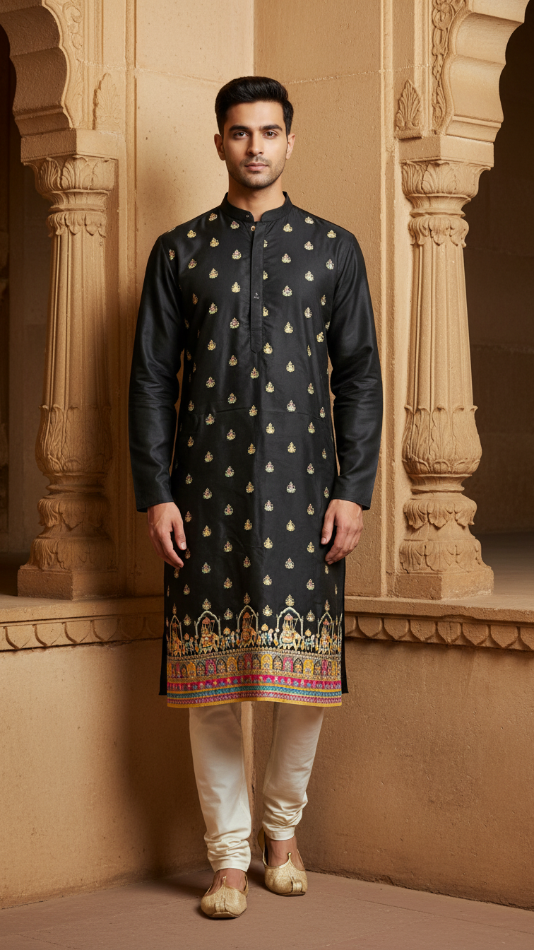 Position Print Embroidered Designer Kurta Only Fabric