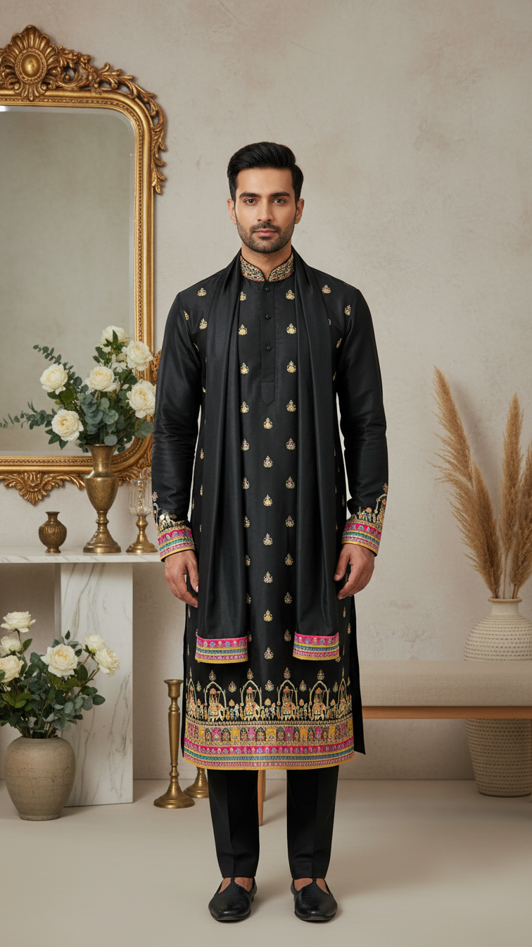 Position Print Embroidered Designer Kurta Only Fabric
