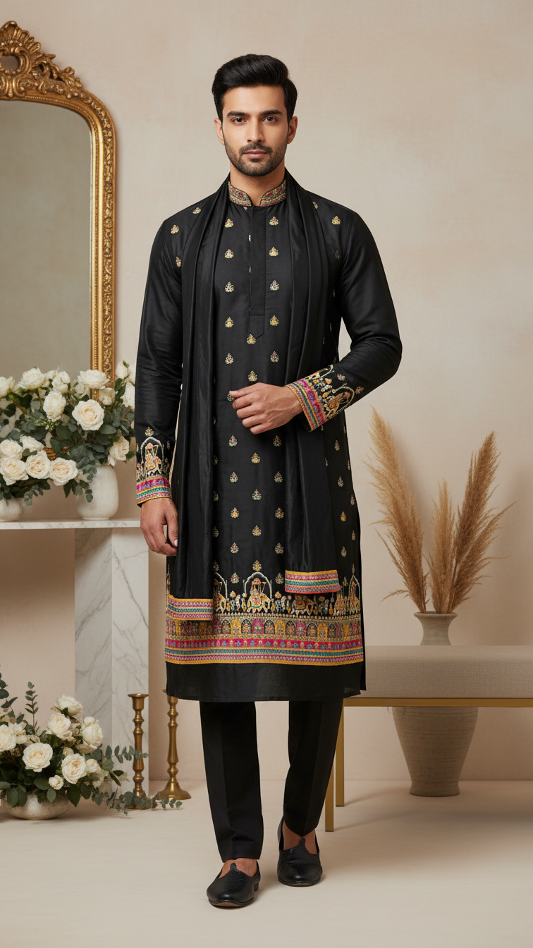 Position Print Embroidered Designer Kurta Only Fabric