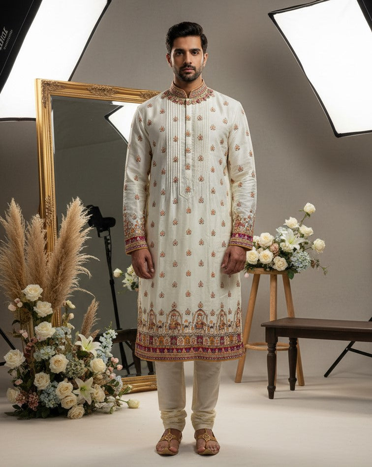 Position Print Embroidered Designer Kurta Only Fabric