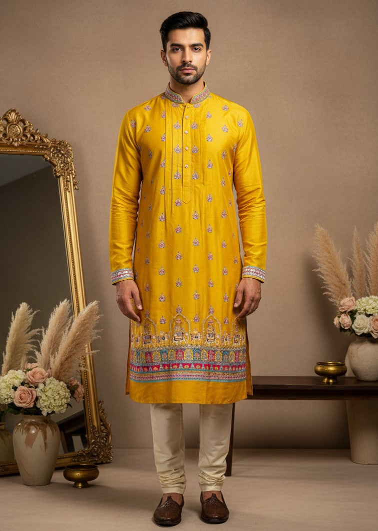 Position Print Embroidered Designer Kurta Only Fabric