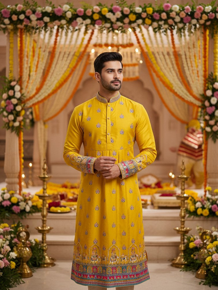 Position Print Embroidered Designer Kurta Only Fabric