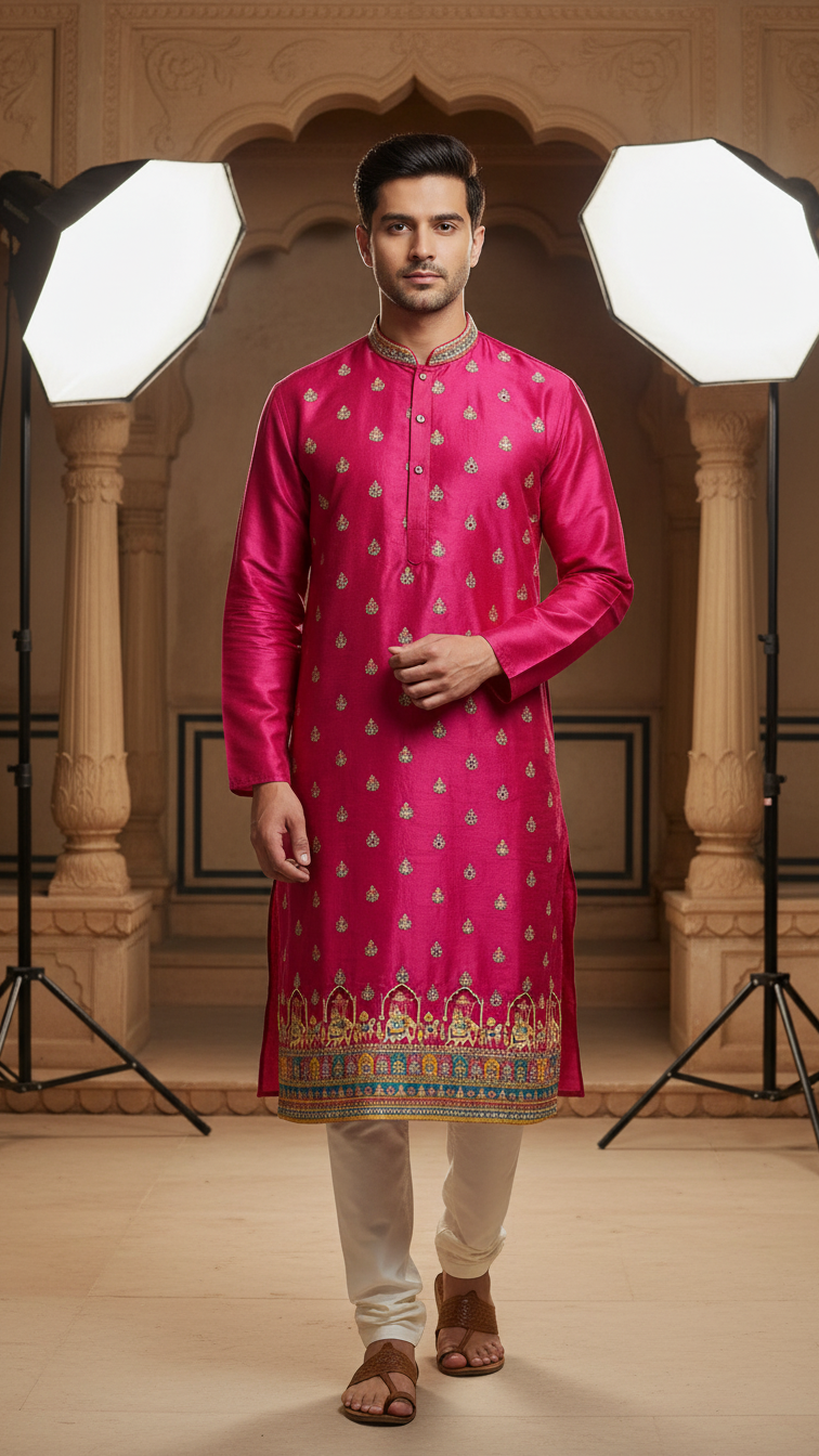 Position Print Embroidered Designer Kurta Only Fabric