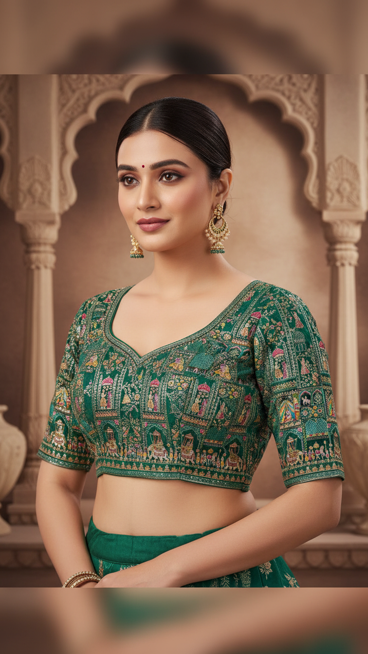 Position Print Blouse Only Fabric (Multicolour)