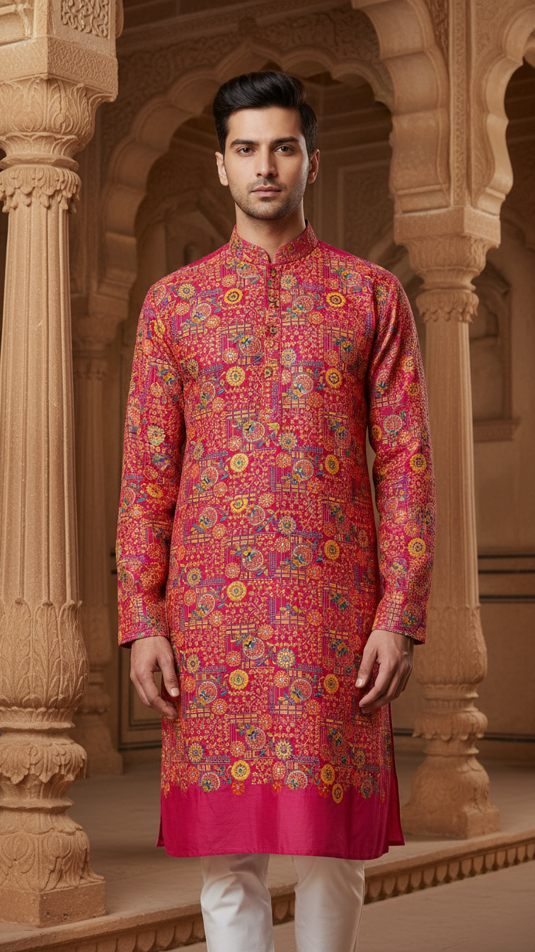 Men's Embroidery Kurta Only Fabric