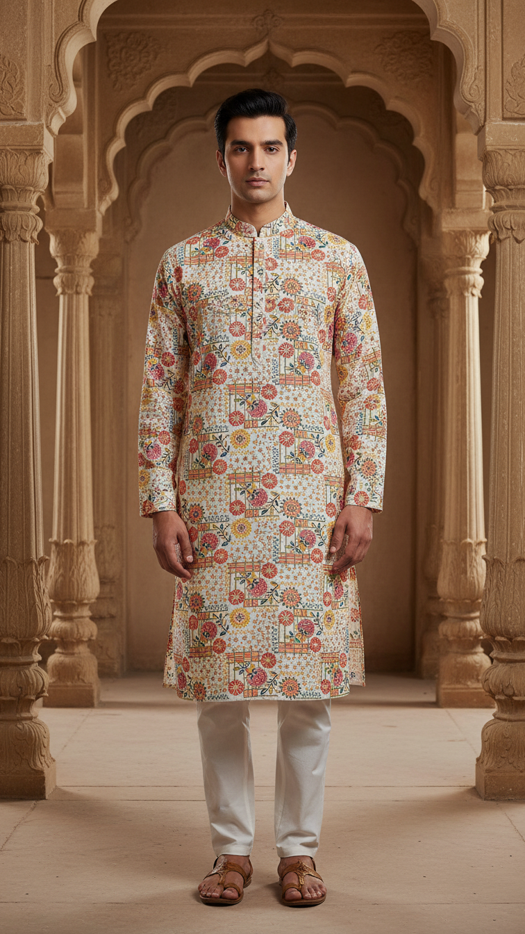 Men's Embroidery Kurta Only Fabric