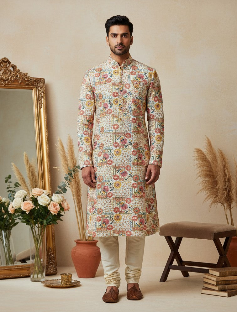 Men's Embroidery Kurta Only Fabric