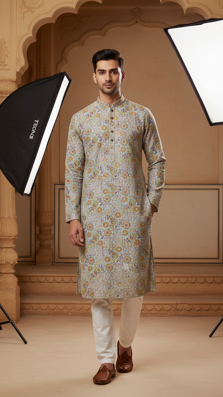 Men's Embroidery Kurta Only Fabric