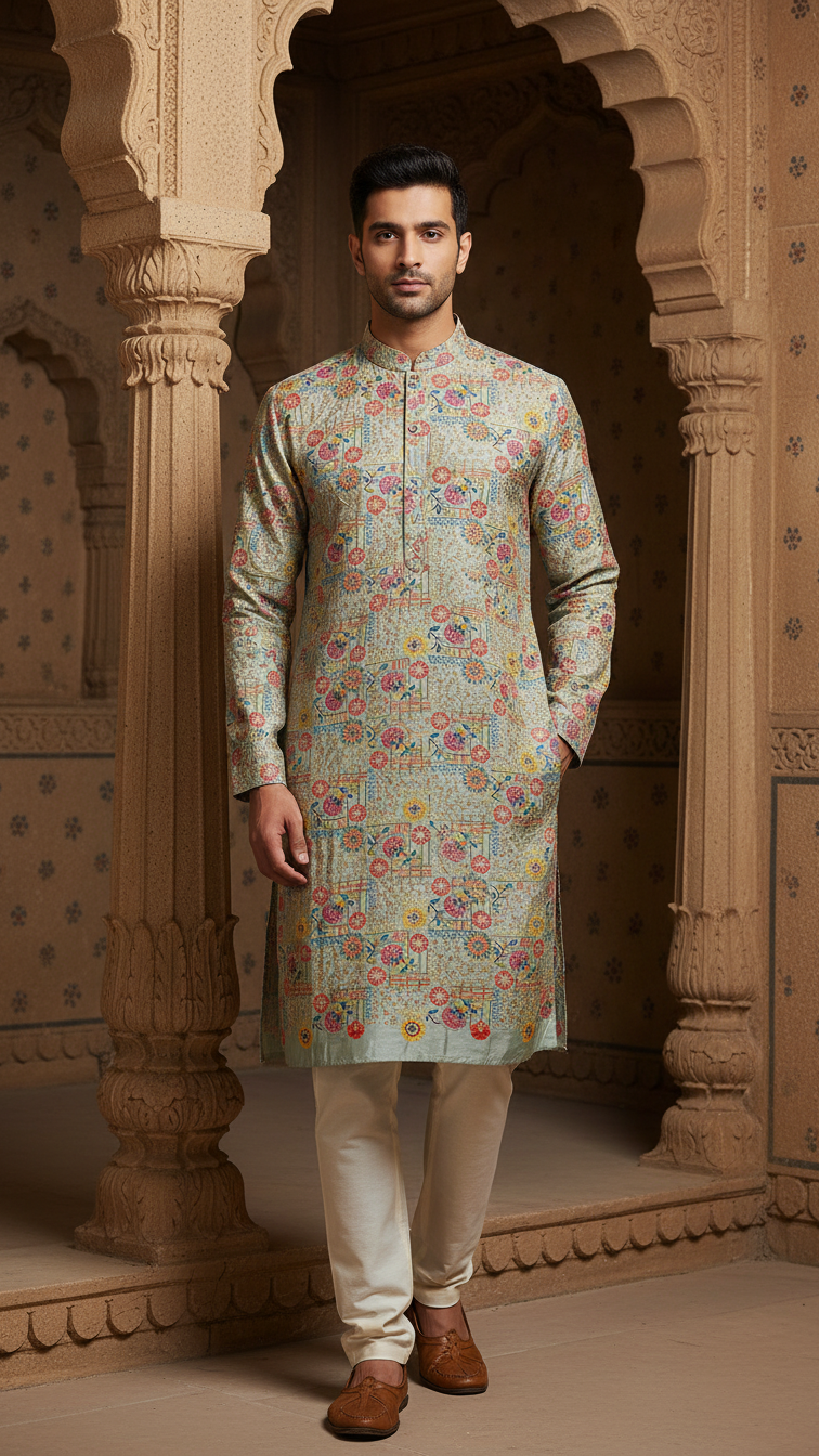 Men's Embroidery Kurta Only Fabric
