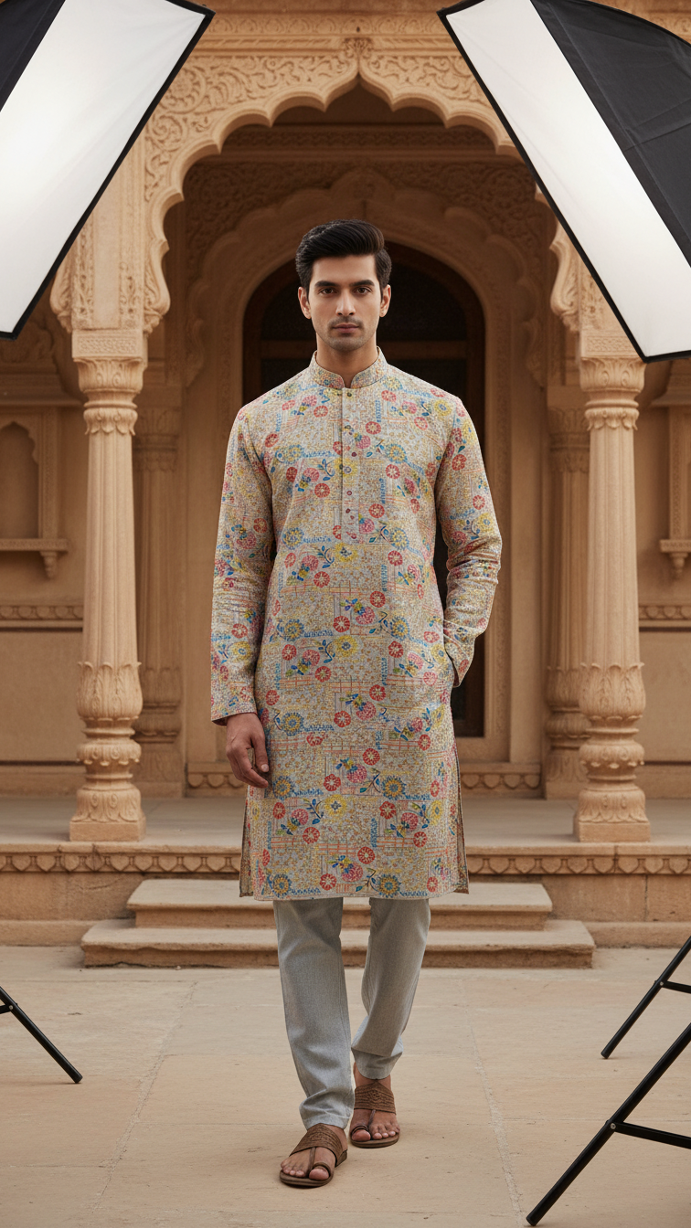 Men's Embroidery Kurta Only Fabric