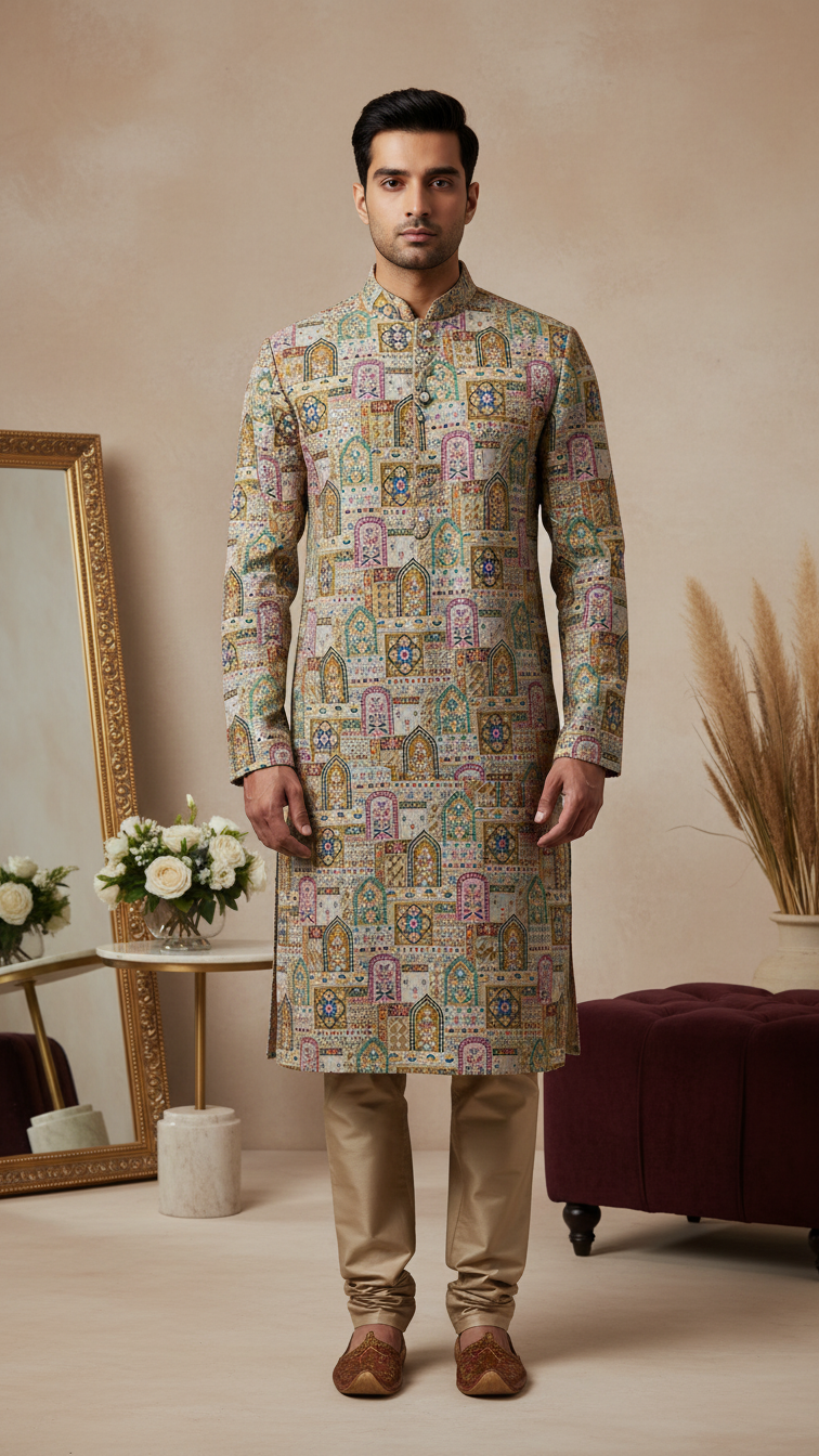 Embroidered With Sequins Kurta Only Fabric