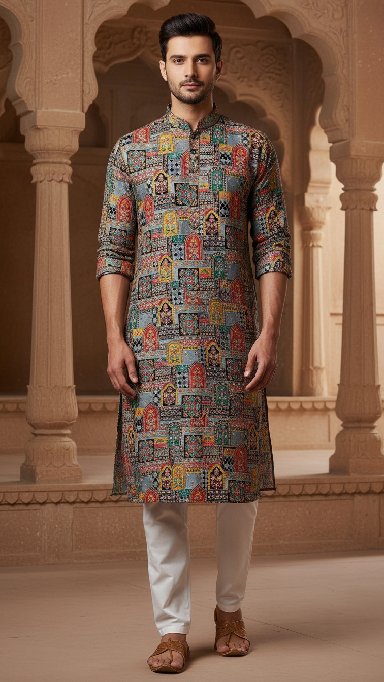 Embroidered With Sequins Kurta Only Fabric