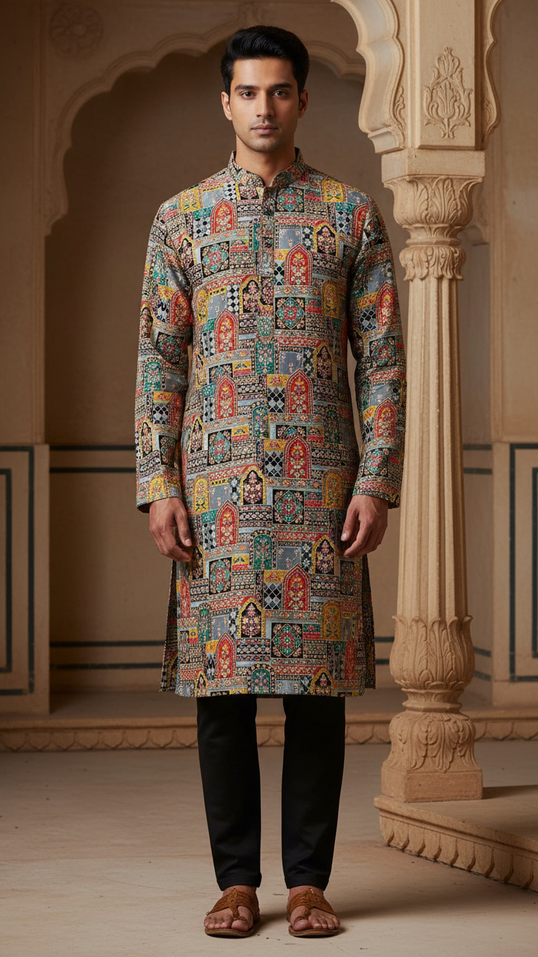 Embroidered With Sequins Kurta Only Fabric