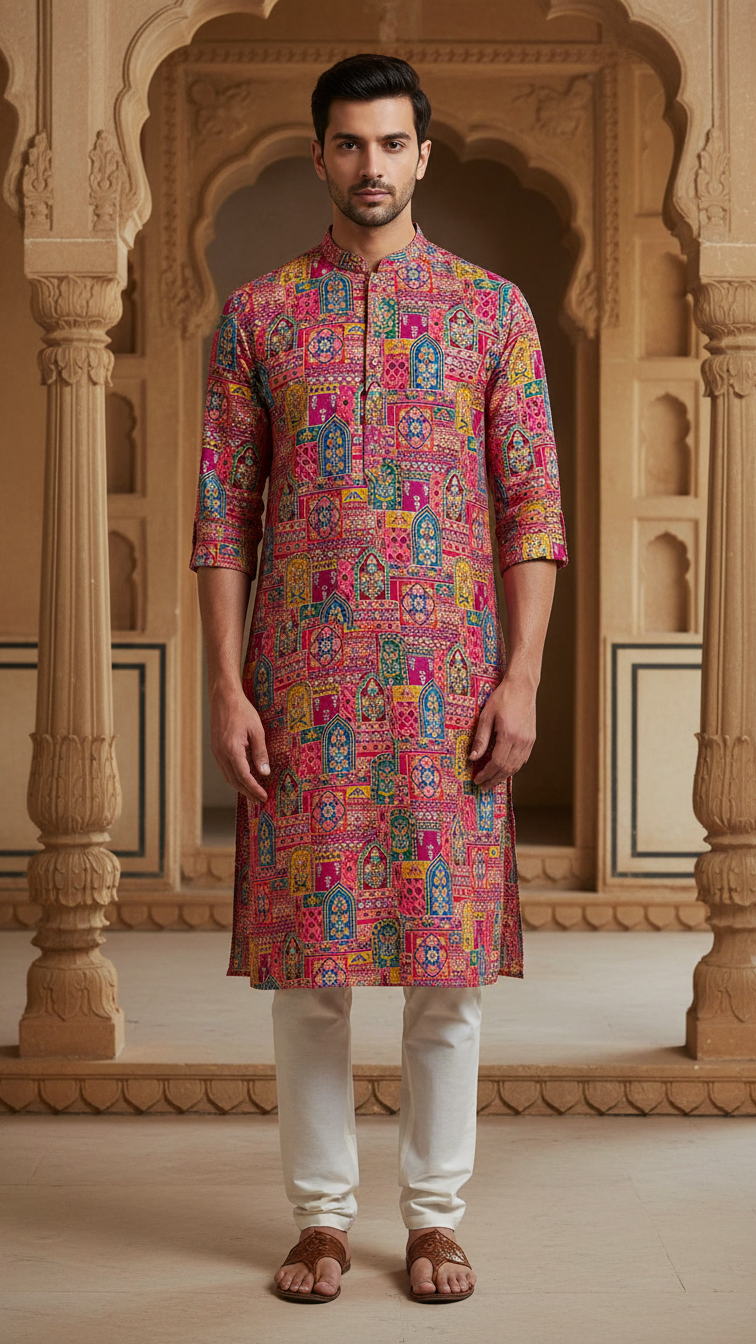 Embroidered With Sequins Kurta Only Fabric