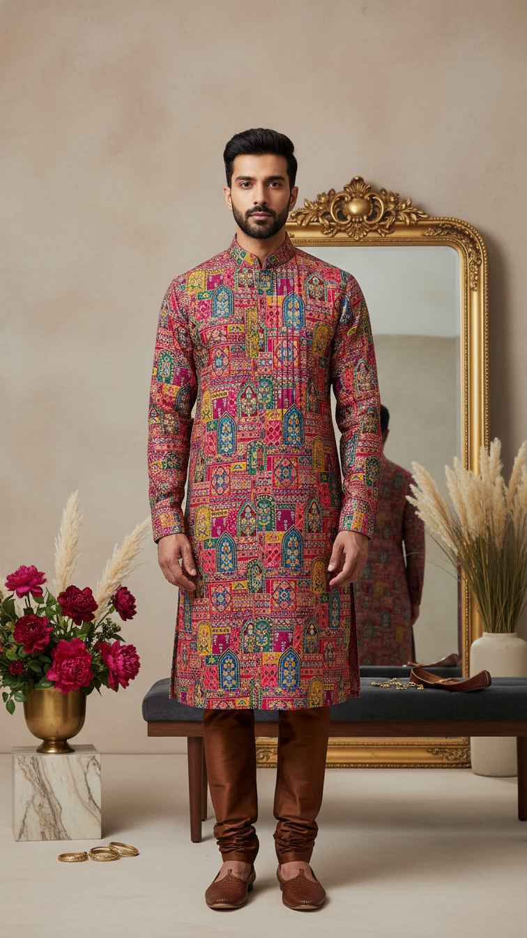 Embroidered With Sequins Kurta Only Fabric