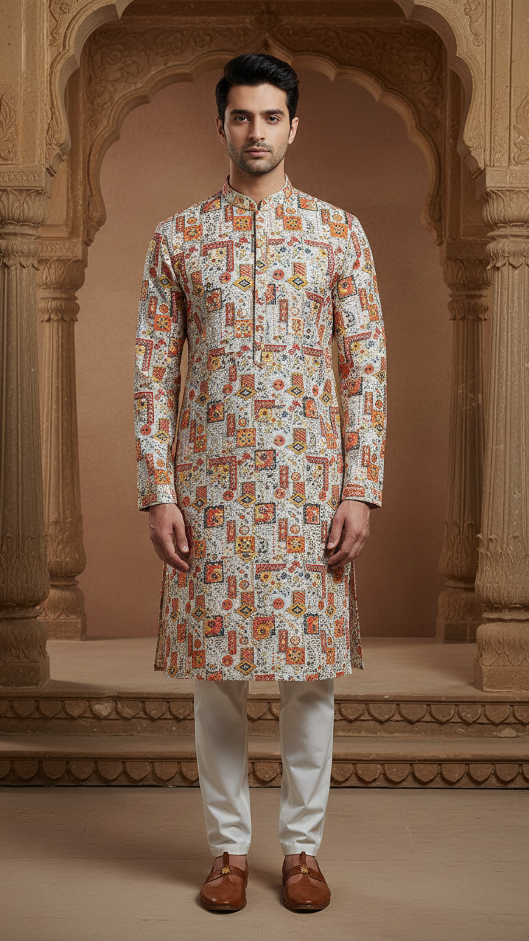Embroidery Crepe Kurta Only Fabric
