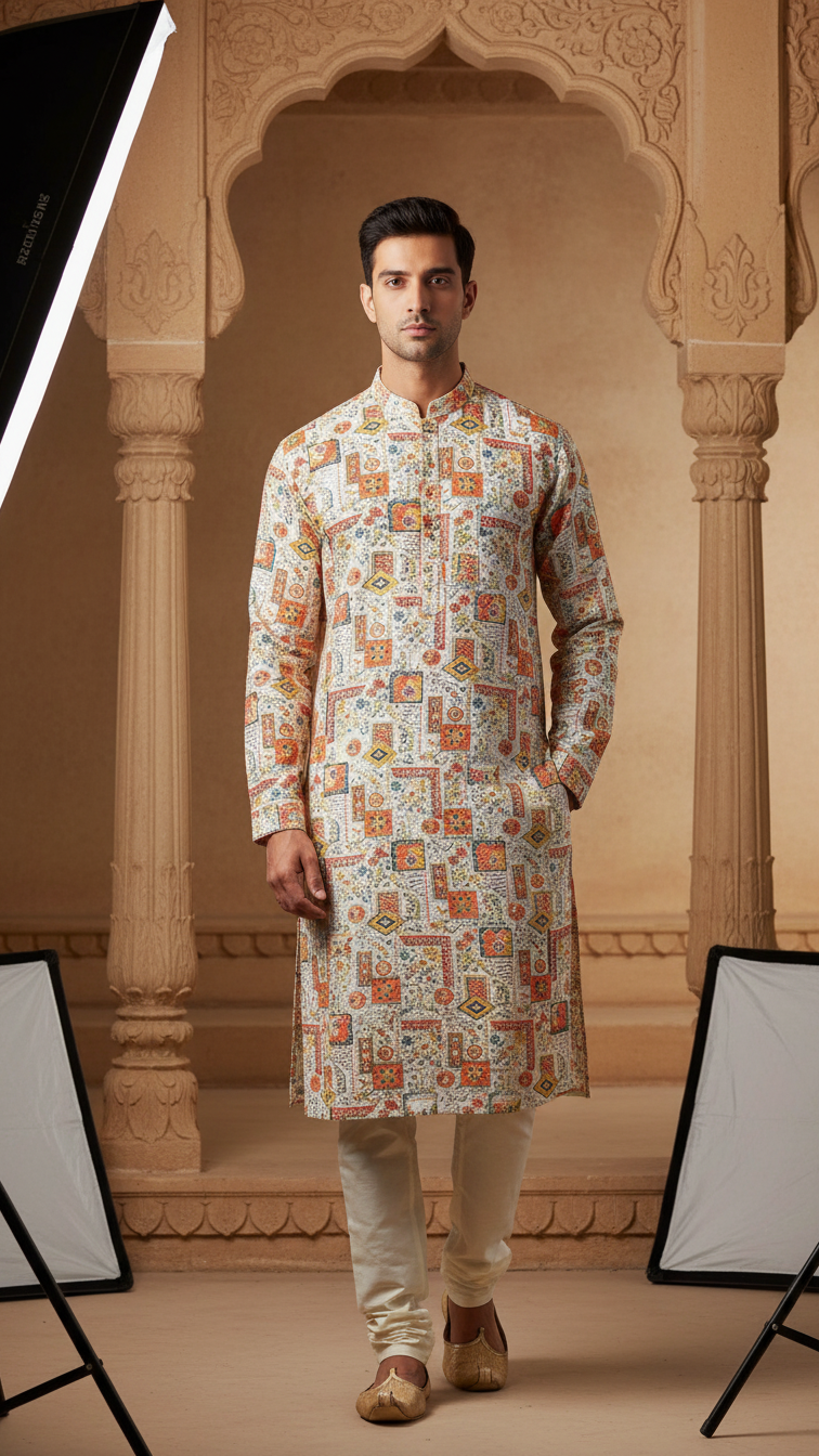 Embroidery Crepe Kurta Only Fabric