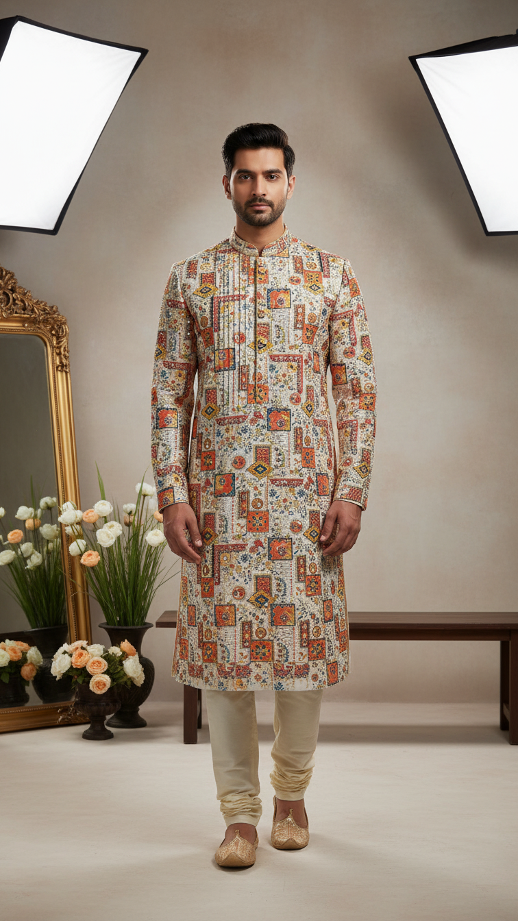 Embroidery Crepe Kurta Only Fabric(Multicolour)