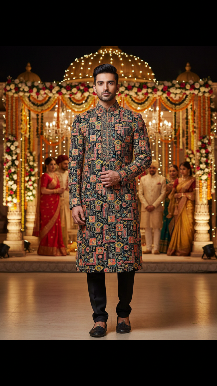 Embroidery Crepe Kurta Only Fabric(Multicolour)