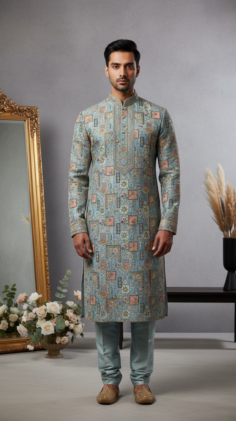 Embroidery Crepe Kurta Only Fabric