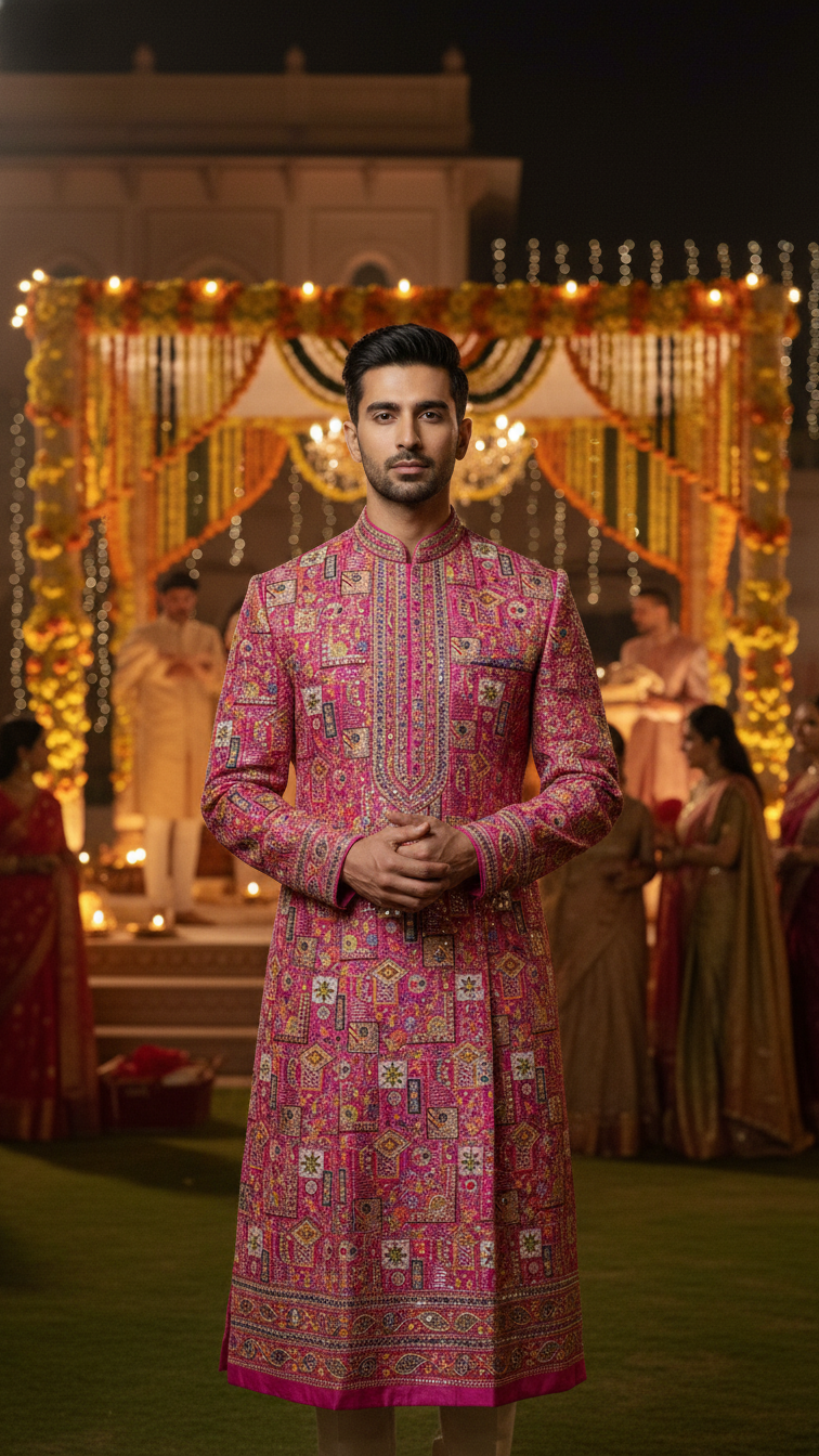 Embroidery Crepe Kurta Only Fabric