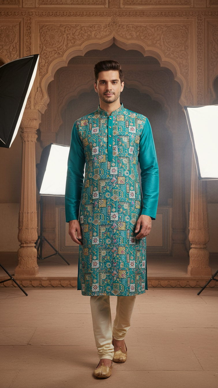 Embroidery Crepe Kurta Only Fabric(Multicolour)