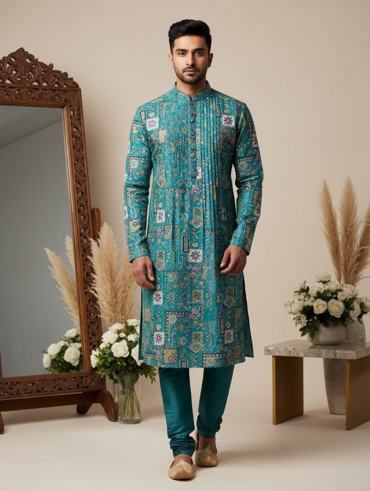 Embroidery Crepe Kurta Only Fabric