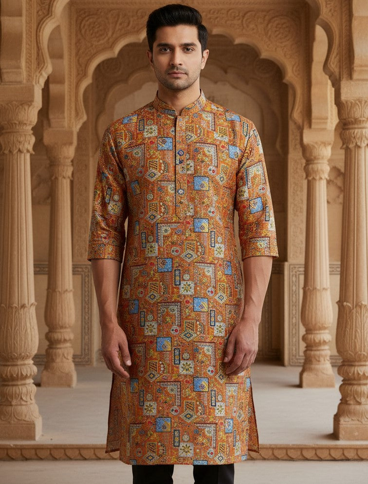 Embroidery Crepe Kurta Only Fabric