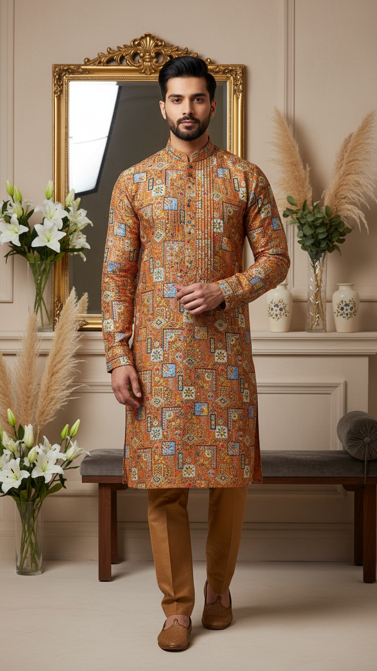 Embroidery Crepe Kurta Only Fabric