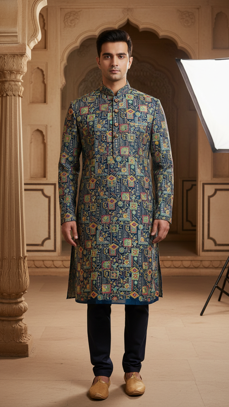 Embroidery Crepe Kurta Only Fabric