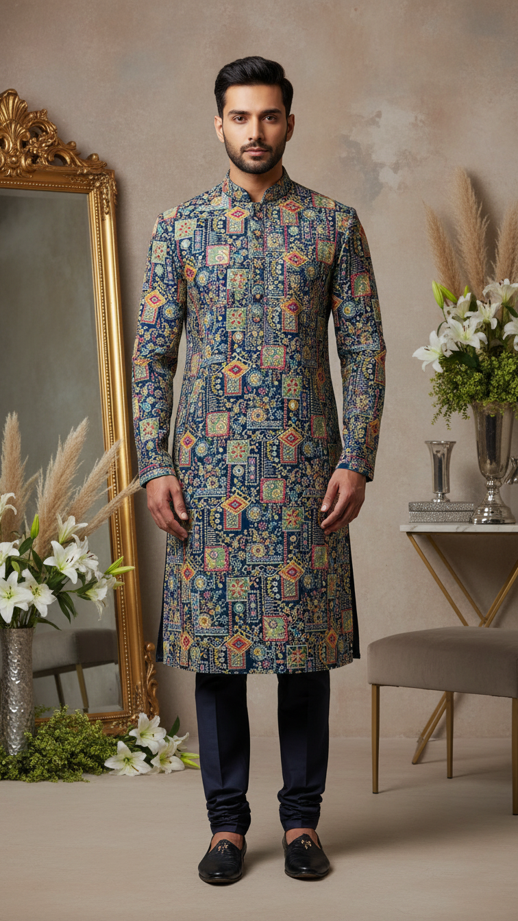 Embroidery Crepe Kurta Only Fabric