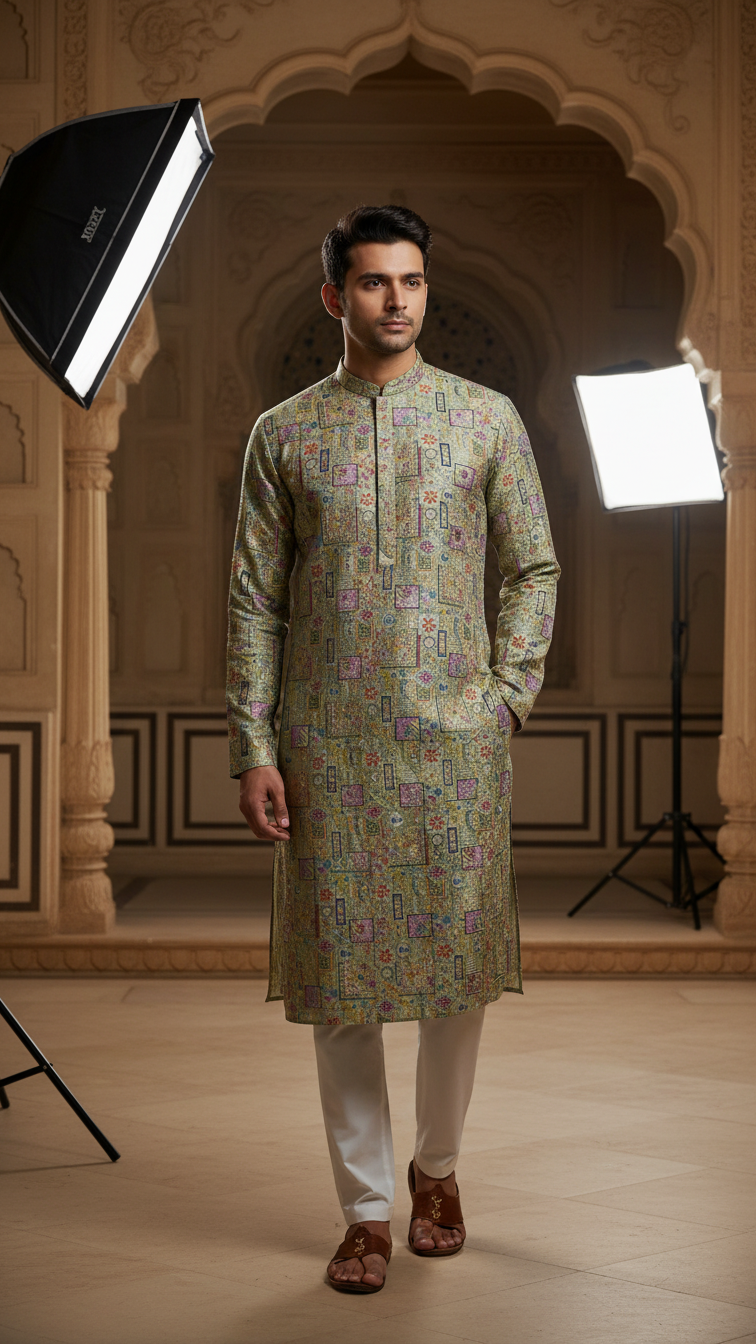 Embroidery Crepe Kurta Only Fabric