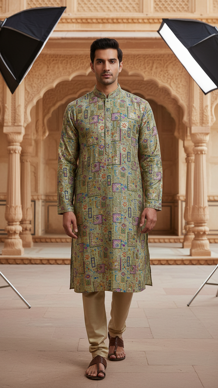 Embroidery Crepe Kurta Only Fabric