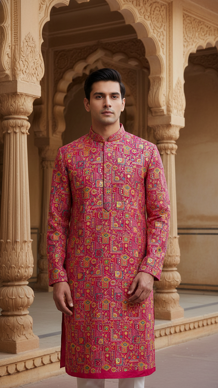 Embroidery Crepe Kurta Only Fabric(Multicolour)