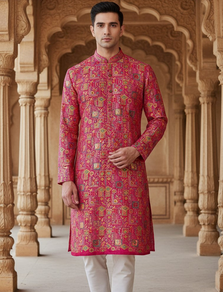 Embroidery Crepe Kurta Only Fabric