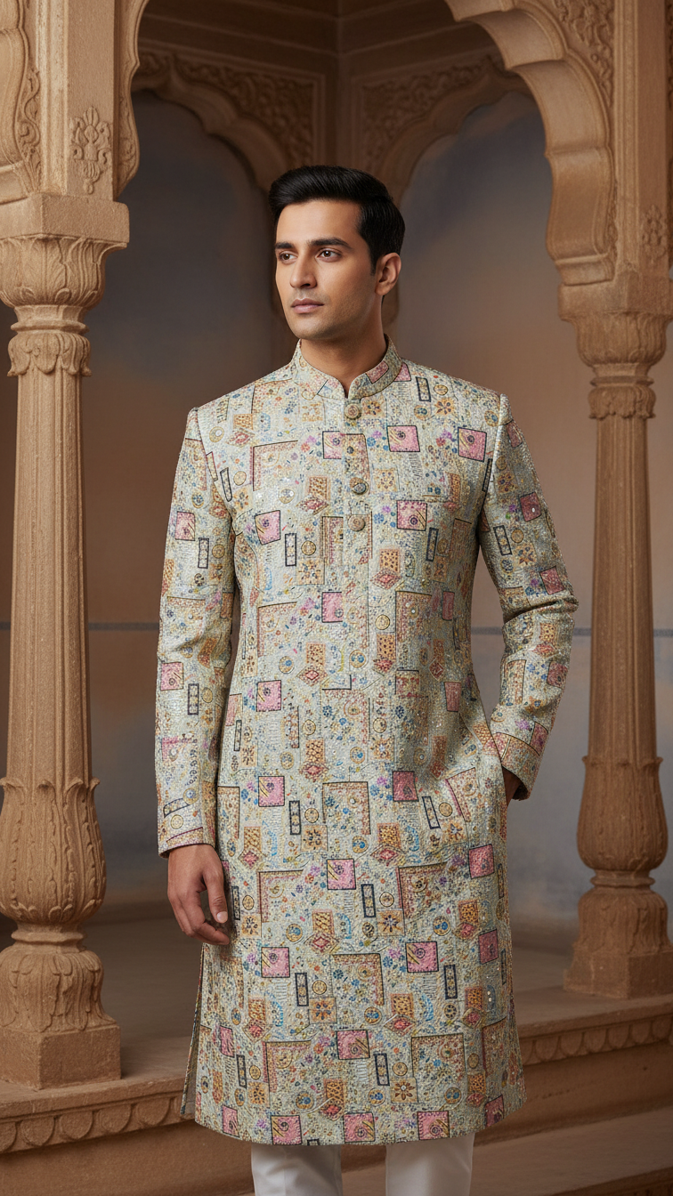 Embroidery Crepe Kurta Only Fabric