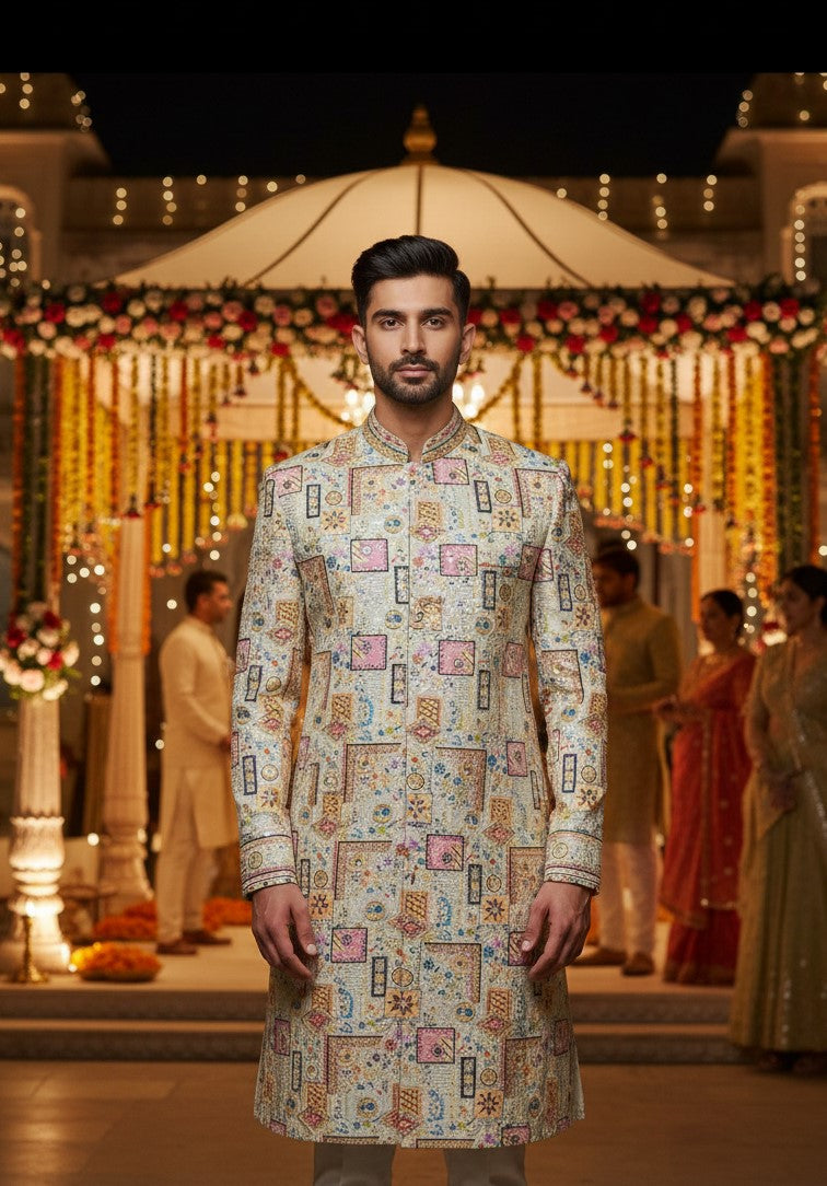 Embroidery Crepe Kurta Only Fabric(Multicolour)