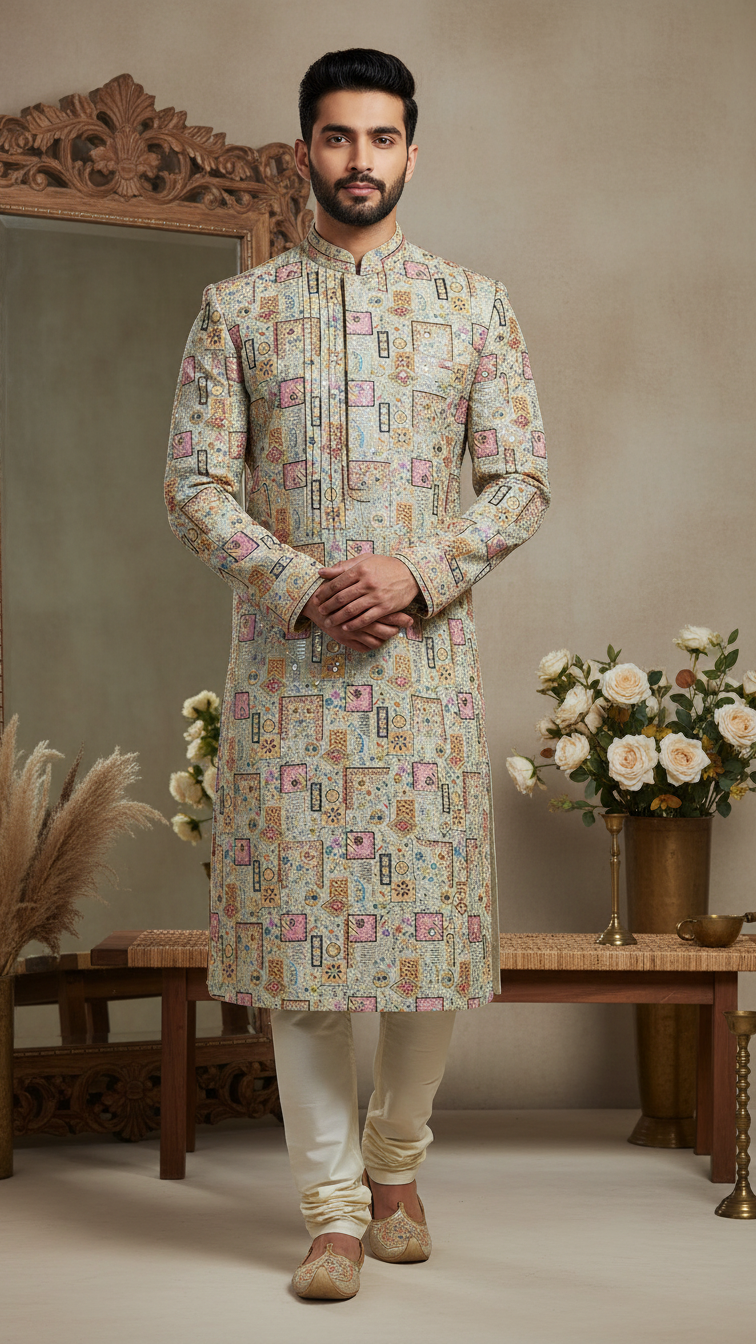 Embroidery Crepe Kurta Only Fabric